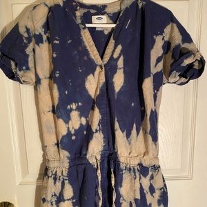 Custom bleach dyed linen romper